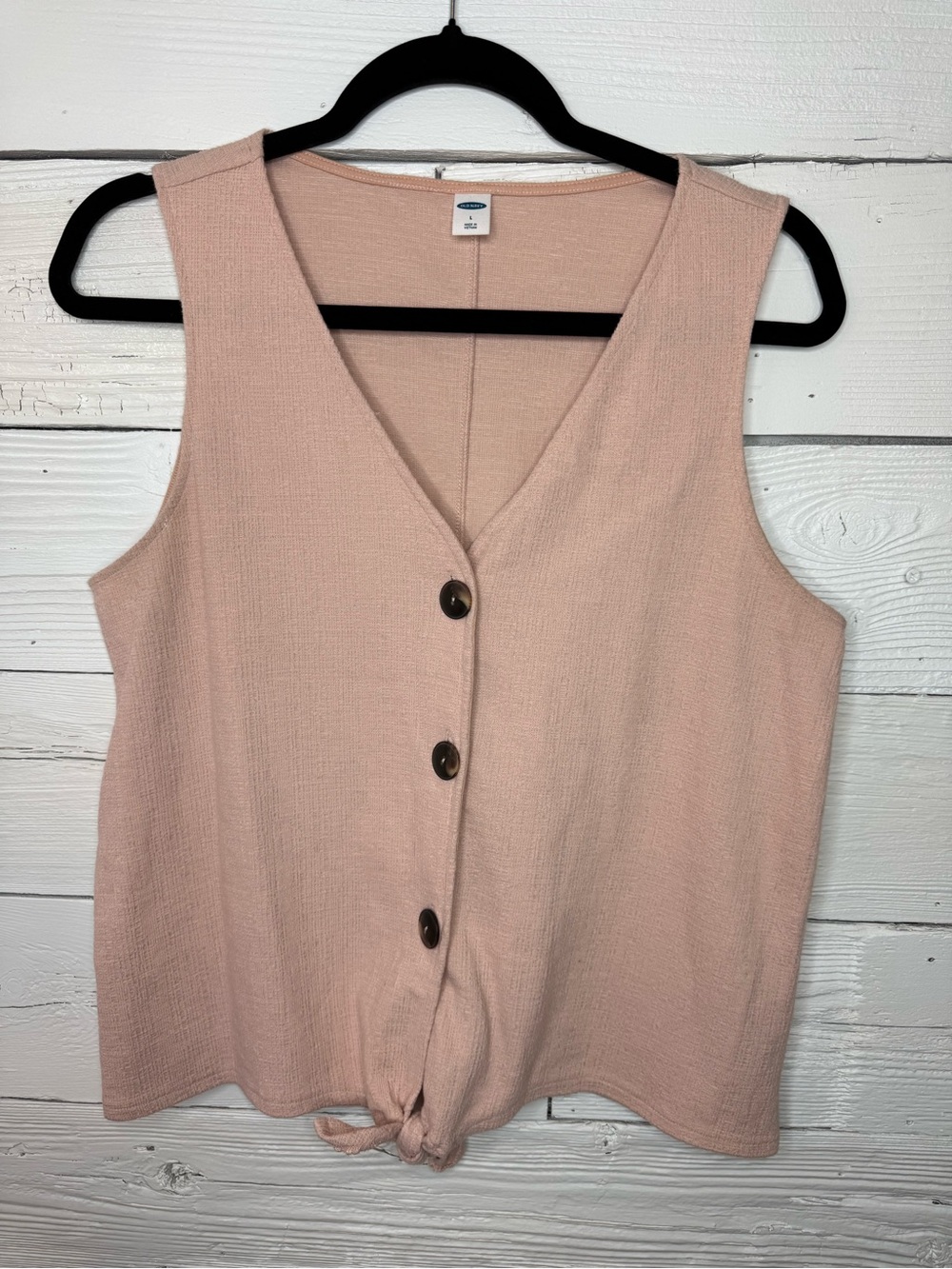 Old Navy Blush Pink Button-Front Tie Hem Tank